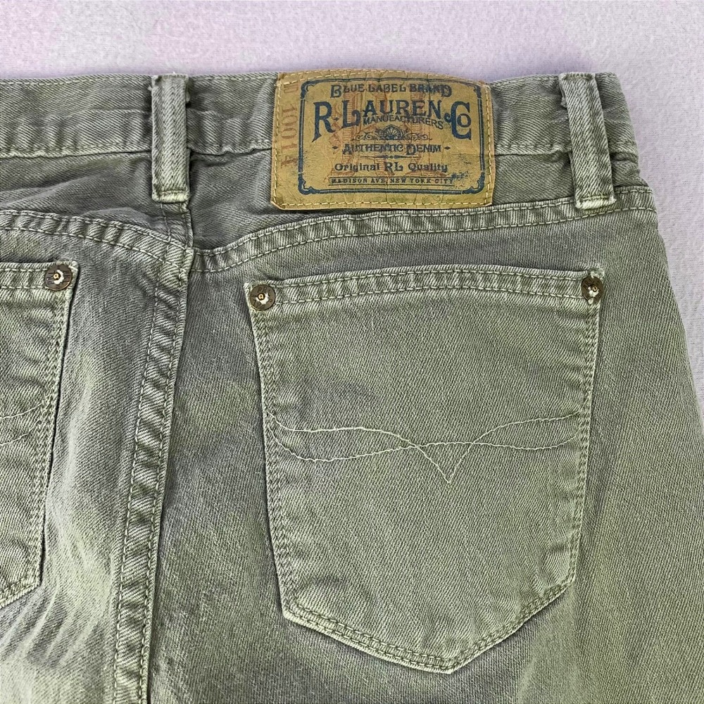 Ralph Lauren Madison 888 Jeans Women 26 Green Slim Straight Cotton Blend Stretch